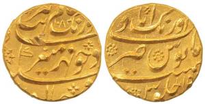 Aurangzeb, Gold Mohur, 10.86g, Aurangabad Mint, AH 1082/15, complete mint name at top on r