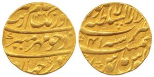 Aurangzeb, Gold Mohur, 10.87g, Dar-us-sultanate Lahore Mint, AH 1108/41, complete mint nam