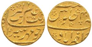 Aurangzeb, Gold Mohur, 10.78g, Zafarabad Mint, AH 1108/42, complete mint name at bottom on