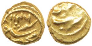 Muhammad Shah, Gold ½ Pagoda, 1.68g, Guty Mint, name of the ruler and date AH 1146 on obv.