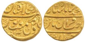 Muhammad Shah, Gold Mohur, 10.82g, Dar-ul-Khilafat Shahjahanabad Mint, AH 11XX/14, Sahib-i
