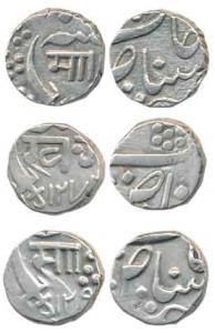 Sayaji Rao II, Khande Rao and Malhar Rao, Silver ½ Rupee (3), AH 129X, AH 127X, with respe
