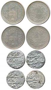 Afzal ad-Daula (AH 1273-1285; 1857-1869 AD), Silver Rupee (2), AH x275 and 1279; Mir Usman