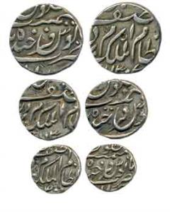 Mir Mahbub Ali Khan II (AH 1285-1329, 1869-1911 AD), set of 3, Silver 1/2, 1/4, and 1/8 Ru