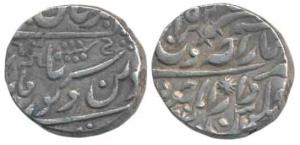 Takht Singh, Silver Rupee (2), Pali Mint with pseudo mint name Dar al-Mansur Jodhpur, Sri 