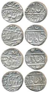 Sawant Singh (AH 1189-1241, 1775-1825 AD), Silver Rupee (4), Deogarh Mint, AH 1199/29, all
