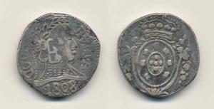 Goa, Joao, Silver Rupia, 10.88g, 1808, inverted A instead of V in RVPIA (KM 219 listed onl