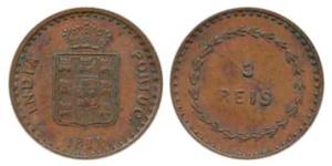 Goa, Colonial Issue, Copper 3 Reis, 1871, (KM 301). Extremely Fine, Scarce.