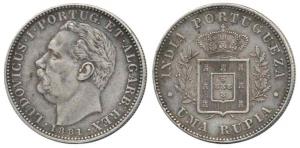 Luis I (Ludwig), Silver Uma Rupia, 1881. About Extremely Fine.