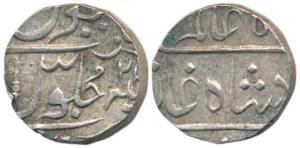 Jambusar Mint, Silver Rupee, 11.57g, in the name of Shah Alam II, a spear as mint mark on 