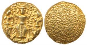 3 Swami Gold Pagoda, 3.44g,Tirupati Balaji in the centre, flanked by his wives Shri Devi a