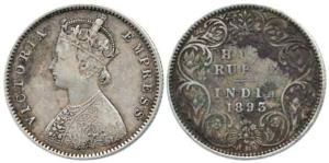 Victoria Empress, Silver ½ Rupee, 1893, A / I / ’B’ incused. Very Fine.