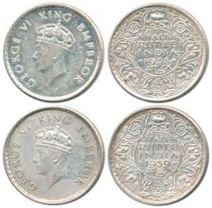 George VI, Silver ½ Rupee (2), 1938, 1939. Very Fine+. (2)