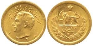Iran, Muhammad Reza Pahalavi Shah, Gold Pahlavi, 8.1g, AH 1338. Uncirculated.