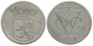 Netherlands East Indies, Silver Duit, 1.37g, crowned arms of Holland on obv., VOC and date