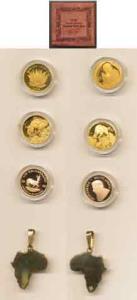 South Africa Special Gold Set (4), 2008, 5 Rand, 3.1g, Mahatma Gandhi; 10 Rand, 3.1g, elep