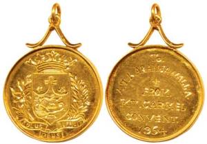 Mount Carmel Convent, Gold Medal, 11.77g, 22 carat, 1954, arms of the school on obv., awar