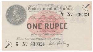 George V, Rupee 1, 1st issue, 1917, signed M. M. S. Gubbay, (J&R 1.1A). Very insignificant
