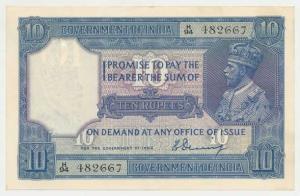 George V, Rupees 10, 2nd issue, 1925, signed H. Denning (J&R 7.1). About Extremely Fine, R