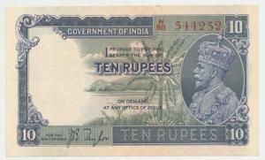 George V, Rupees 10, 3rd issue, 1935, signed J. B. Taylor, (J&R 8.1B). About Uncirculated.