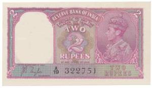 George VI, Rupees 2, 1943, signed J. B. Taylor, (J&R 2.1). Uncirculated, Rare.