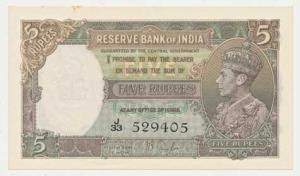 George VI, Rupees 5, 1st Issue, 1938, signed J. B. Taylor, in order of serial number with 
