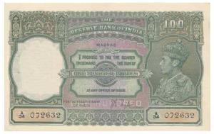 George VI, Rupees 100, 1944, Madras, signed C. D. Deshmukh, (J&R 7.2N). Extremely Fine, Ra