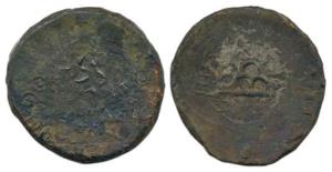 Anandas of Karwar (c. 2nd century BC), Bronze, three arched hill in centre on obv., traces