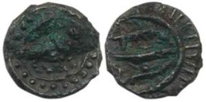 Vishnukundin Dynasty, Copper base alloy Unit, 2.40g, bull to right on obv., conch shell be
