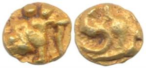 Western Gangas (10th-11th century AD), Gold Gajapati ¼ Fanam, 0.11g, obv. caparisoned elep