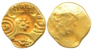 Yadavas of Devagiri, Singhana Deva (1200-1247 AD), Gold Padma Tanka, 3.78g, Punch-marked t