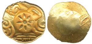 Yadavas of Devagiri, Mahadeva (c.1260-1270 AD), Gold Padma Tanka, 3.82g, Punch-marked type