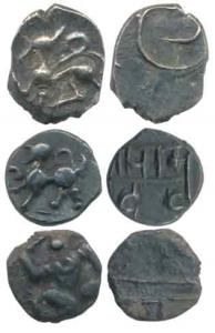 Yadavas of Devagiri, Ramachandra Deva, Silver Kasu (2), obv. lion to left, rev. Sri Rama d