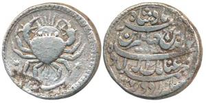 Jahangir, Silver Zodiac Rupee, 11.20g, Ahmedabad Mint, Cancer, Inayat Couplet, AH 1027/13,