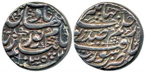 Nur Jahan, Silver Rupee, 11.30g, Surat Mint, poetic couplet on obv. reads By the order of 