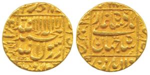 Shah Jahan, Gold Mohur, 10.89g, Khambayat Mint, AH 1062/26, legend within square area, min