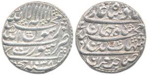 Shah Jahan, Silver Rupee, 11.35g, Surat Mint, AH 1038/2, (KM 222.13). Extremely Fine, Scar
