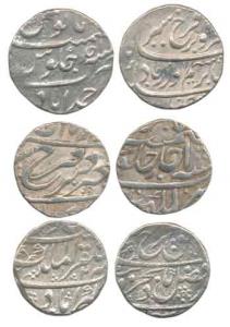 Farrukhsiyar, Silver Rupee (3), Ahmedabad, Akbarabad and Lucknow Mints, RY Ahd, 2 and Ahd,