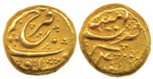 Farrukhsiyar, Gold Pagoda, 3.30g, RY 4, Imtiyazgarh Mint (KM 385.3). Extremely Fine, Rare.