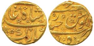 Muhammad Shah, Gold Mohur, 10.82g, Farkhanda Bunyad Hyderabad Mint, mint name at bottom on