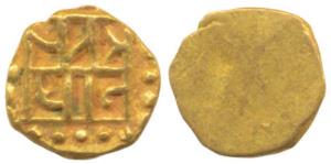 Apranji Gold Fanam 0.18g, struck in the name of ’Panta Pradhan’, obv. Pantha Pradan in two