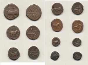 Tipu Sultan, Copper Paisa, Patan Mint, AM 1225, Be on obv.; Copper ½ Paisa, Patan Mint (2)