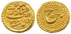 Tipu Sultan, Gold Pagoda, 3.42g, Patan Mint, AM 1215/5, Persian letter He on rev. (KM 129)