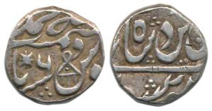 Banaras Mint, Silver Rupee, in the name of Shah Alam II, RY 6, comb like symbol near RY 6 