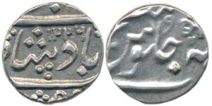 Anand Rao (AH 1215-1235, 1800-1819 AD), Silver ½ Rupee, 5.71g, AH 1226/6, Nagari initial A