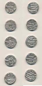 Sikandar Begum (AH 1261-1285, 1844-1865AD), Silver Rupee (5), AH 1277, 1283/7, 1283/8, 127