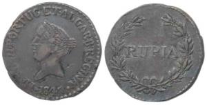 Goa, Maria II, Silver Rupia, 1847, Large Effigy, (KM 273). Extremely Fine, Very Rare in th