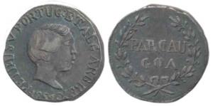 Goa, Pedro V, Silver Pardao / Pardau, inverted ’D’ in Pardau on rev., 1861 (KM 278). Nice 