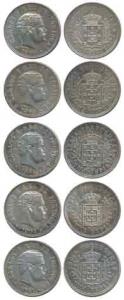 Carlos I, Silver Rupee (5), 1903 and 1904, (KM 291). Very Fine+ to Extremely Fine. (5)
