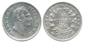 William IV, Silver Rupee, 1835, F incuse, 19 Berries, with Large date numerals and no dot 